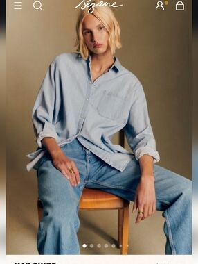 Sézane Max Shirt In Very Light Denim